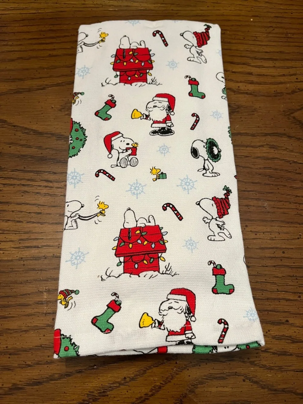 Peanuts Holiday Snoopy Kitchen Towel - White,‎ Red, Green
